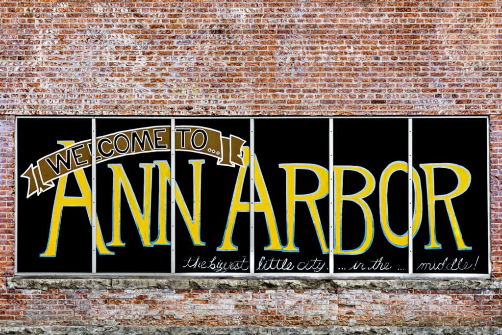 An image of the famous "Welcome To Ann Arbor" sign in Ann Arbor, MI 